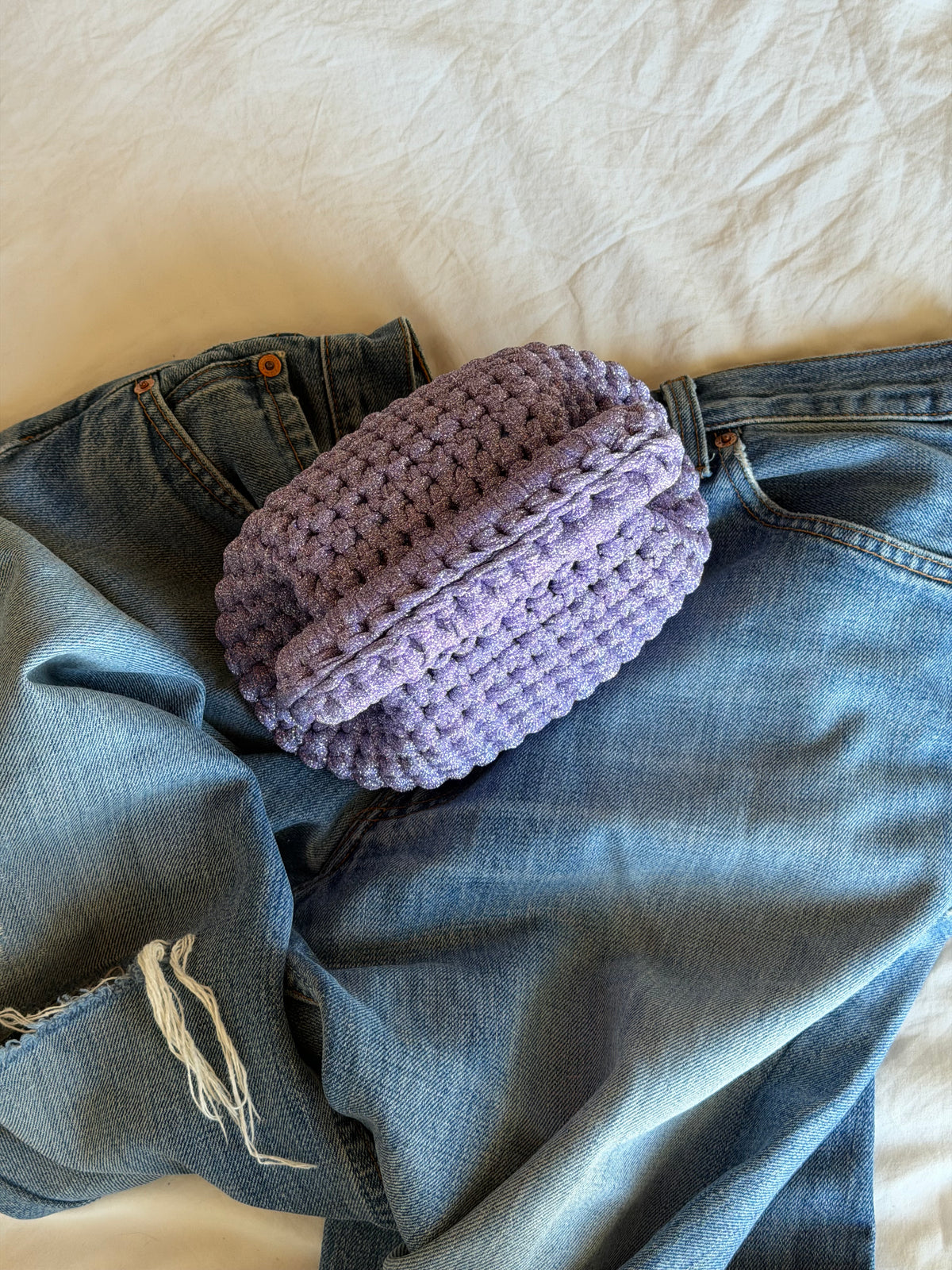 CLOUD bag mini// lilla lurex con manico
