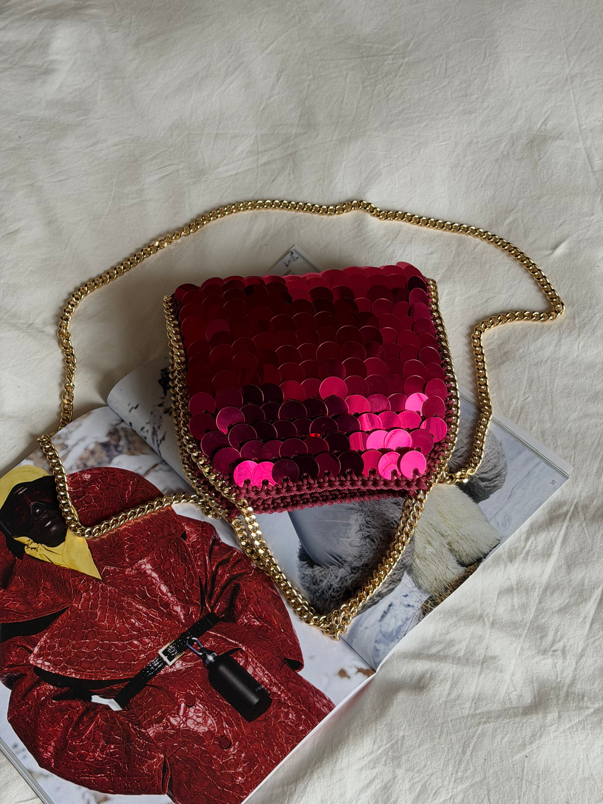 STAR bag mini// Bordeaux con paillettes