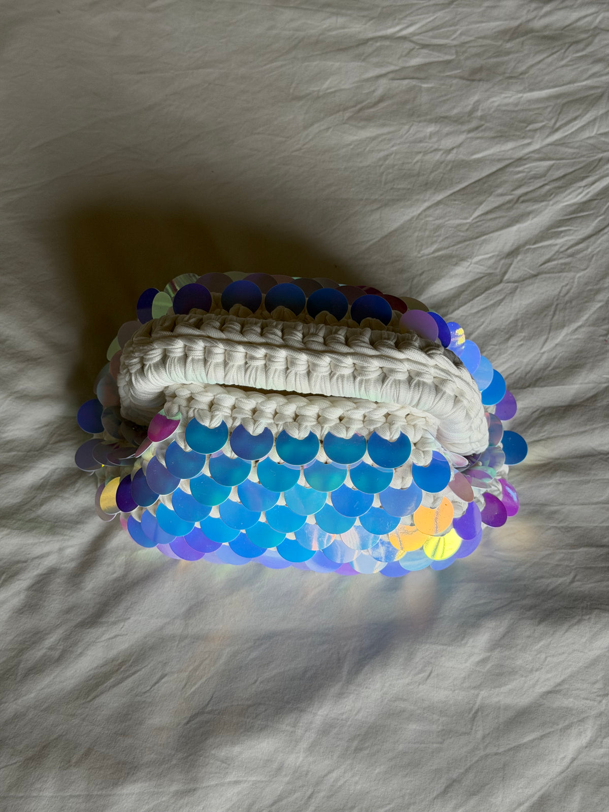 DISCO CLOUD bag mini// holo bianca con manico