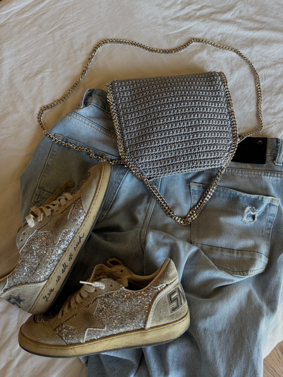 STAR bag standard// grigio chiaro lurex