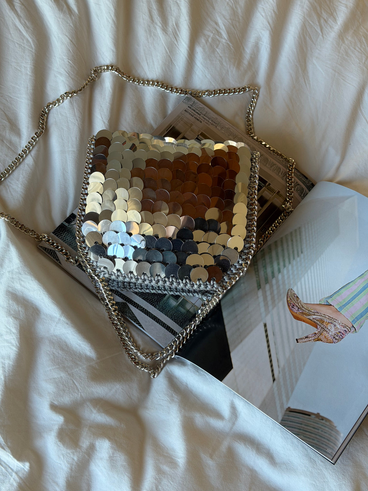 STAR bag mini// grigia lurex con paillettes argento chiaro