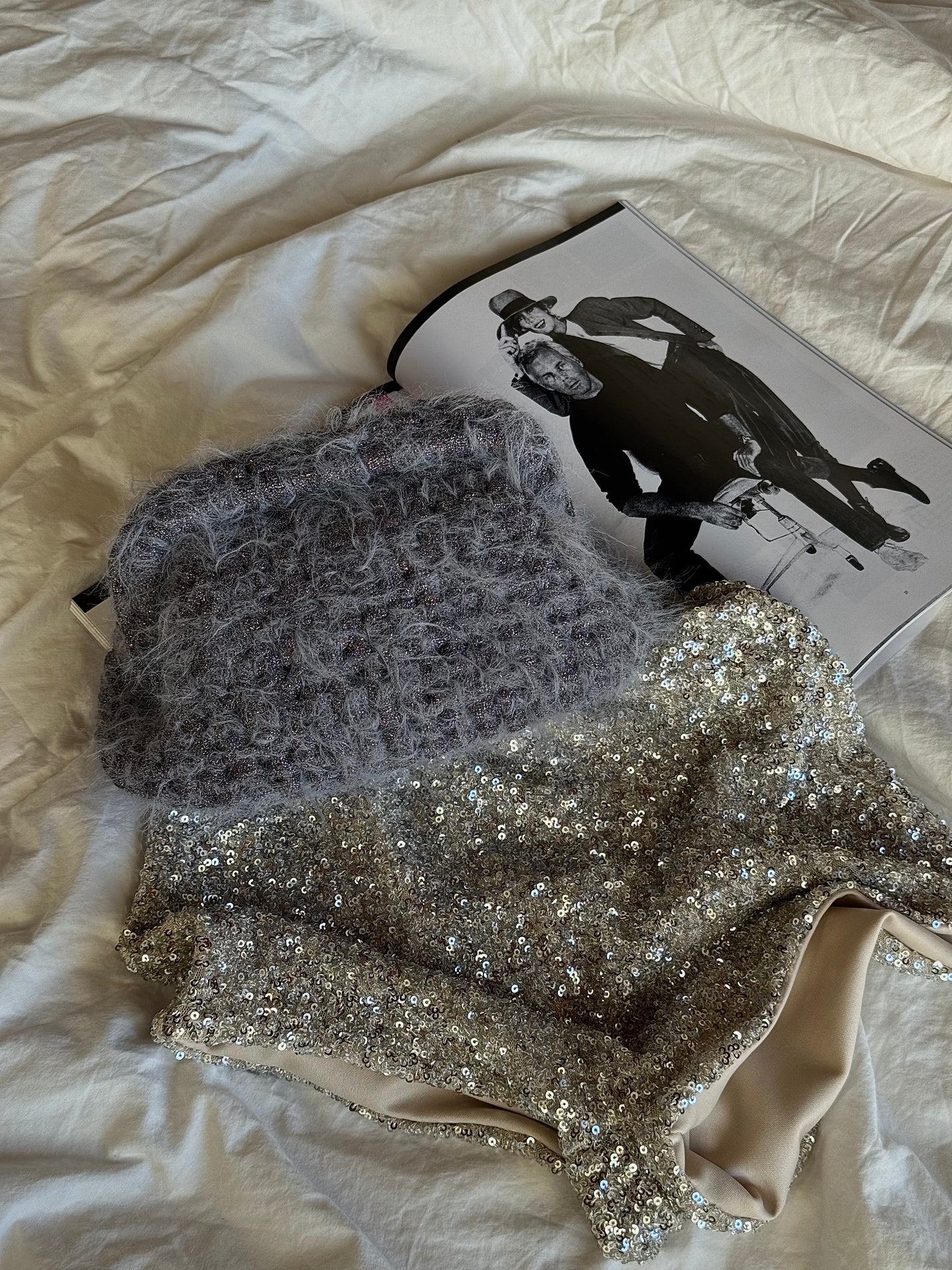 FLUFFY CLOUD bag standard// grigia scura lurex con manico