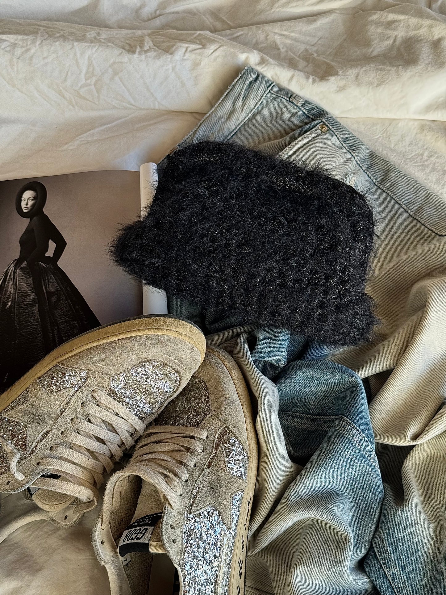 FLUFFY CLOUD bag standard// nera lurex con manico