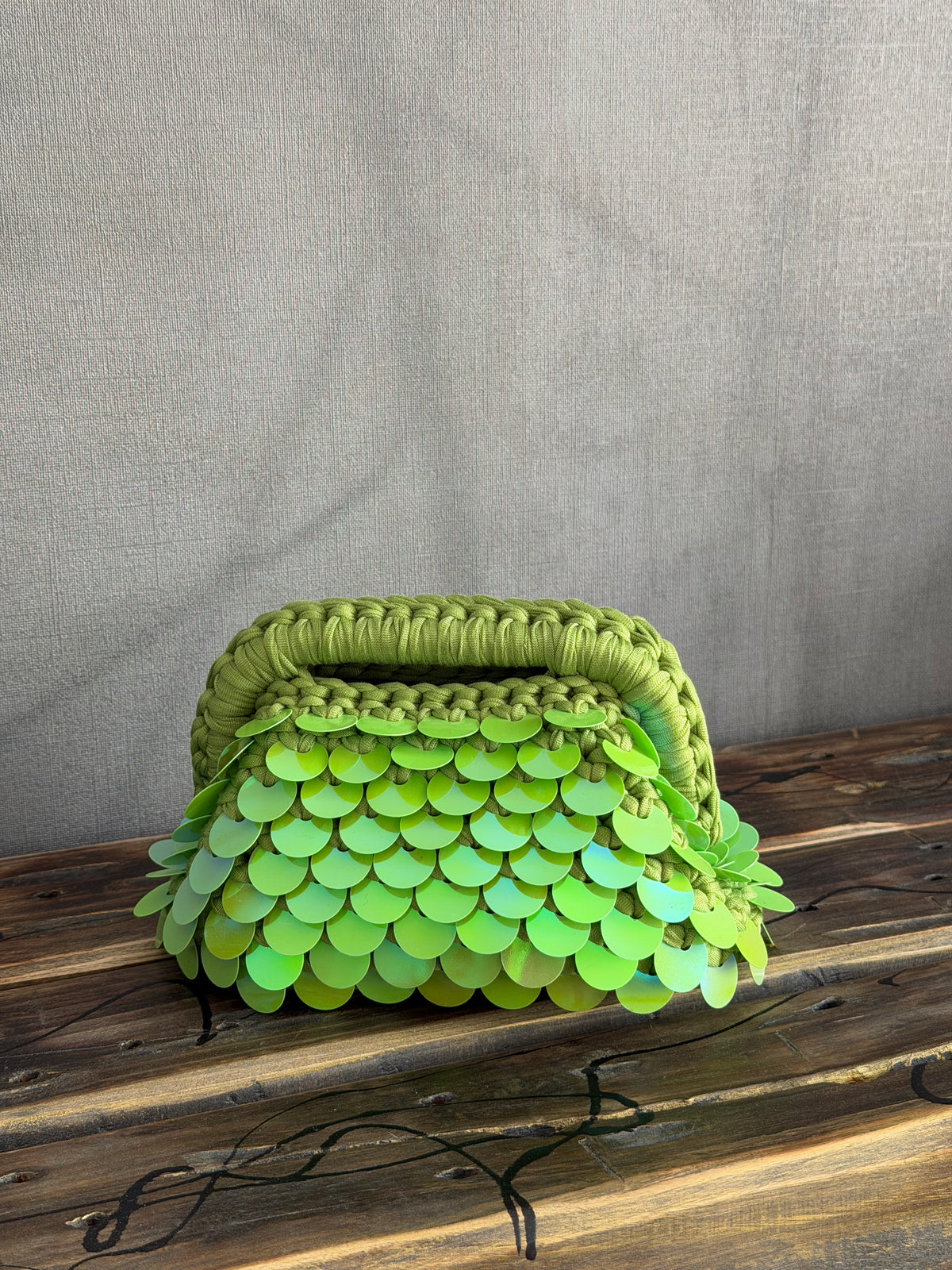 DISCO CLOUD bag mini//verde lime con manico
