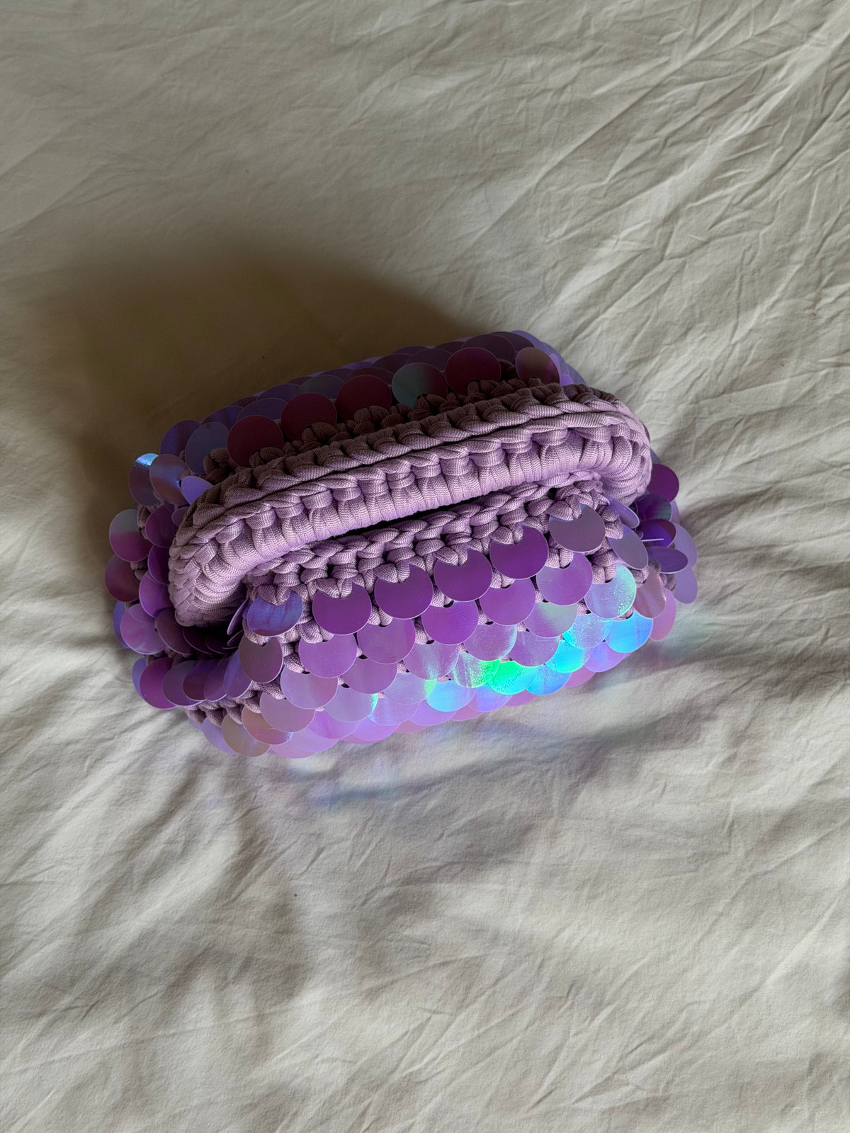 DISCO CLOUD bag mini// holo lilla con manico