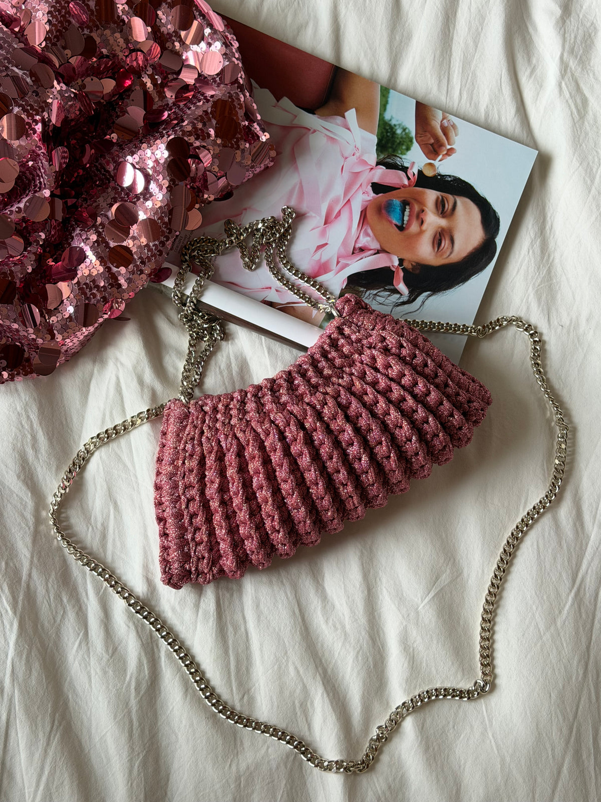BONBON bag mini// rosa lurex