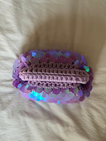 DISCO CLOUD bag mini// holo lilla con manico