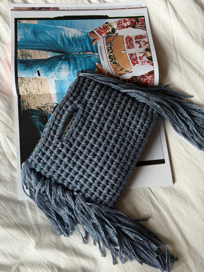 MINOU bag standard// azzurra lurex con frange