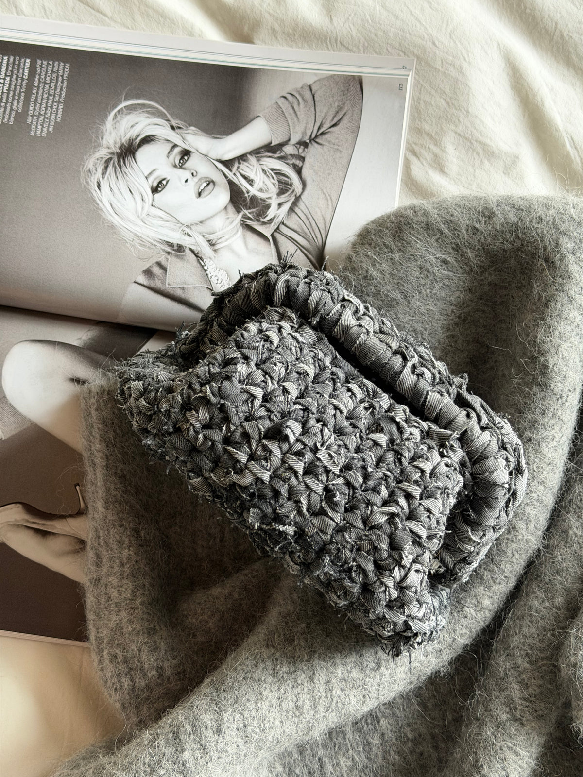 CLOUD bag standard// denim grigio con manico