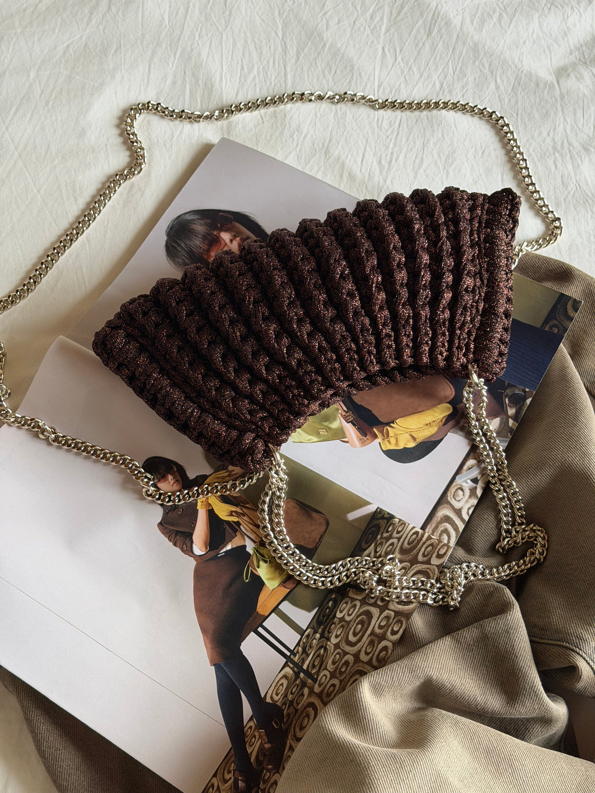 BONBON bag mini// marrone lurex