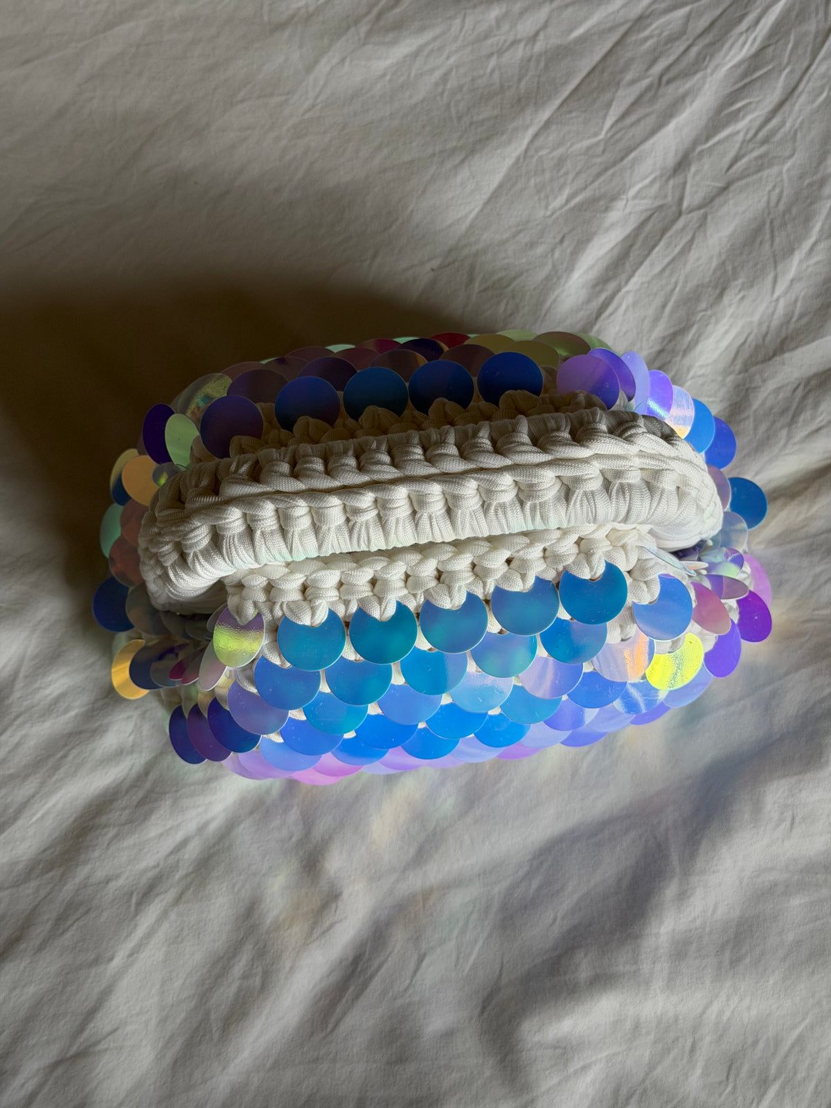 DISCO CLOUD bag mini// holo bianca con manico