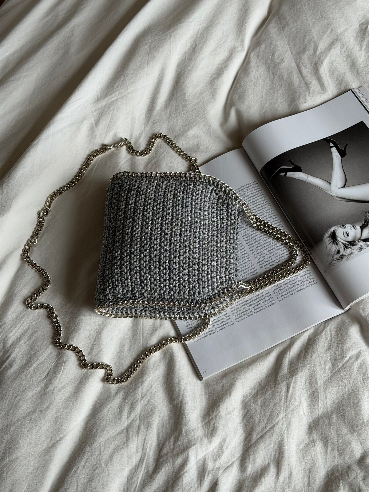 STAR bag mini// grigia chiara lurex argento