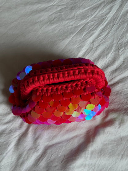 DISCO CLOUD bag mini// holo rossa con manico