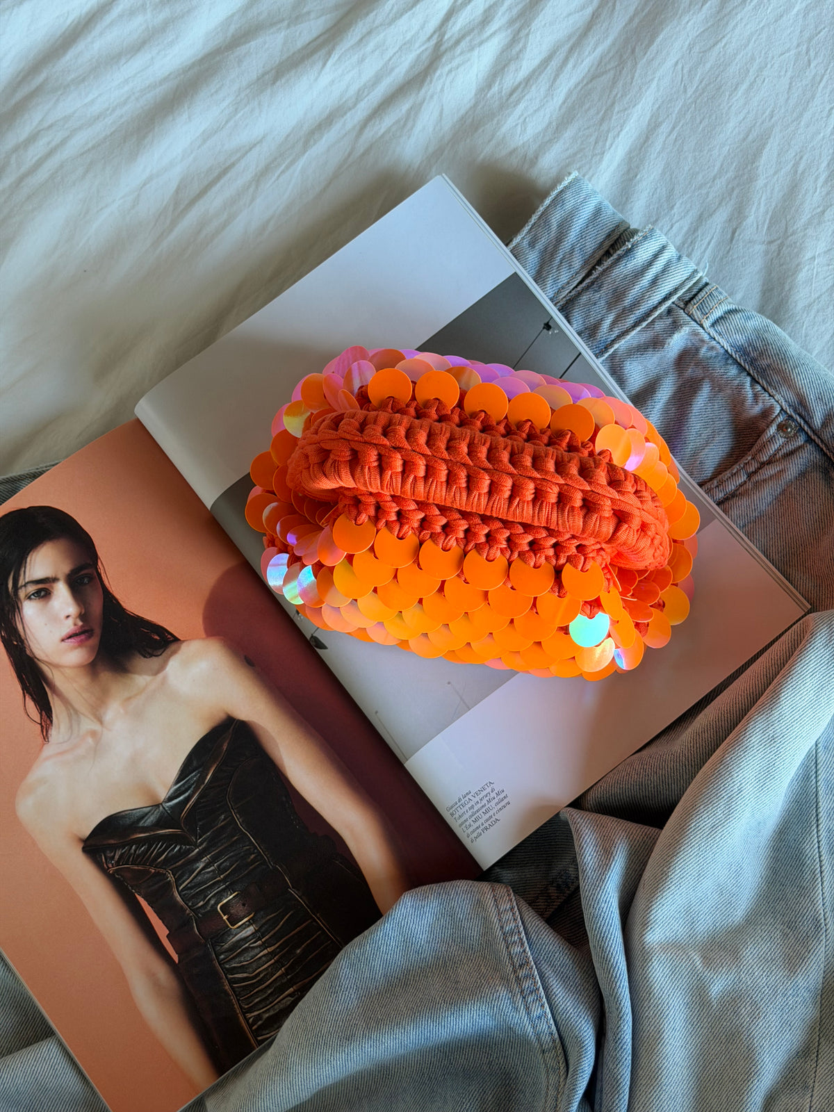 DISCO CLOUD bag mini// holo arancio con manico