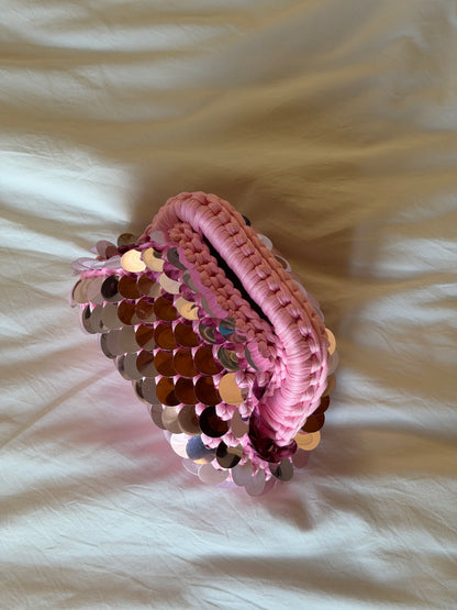 DISCO CLOUD bag mini// rosa con manico
