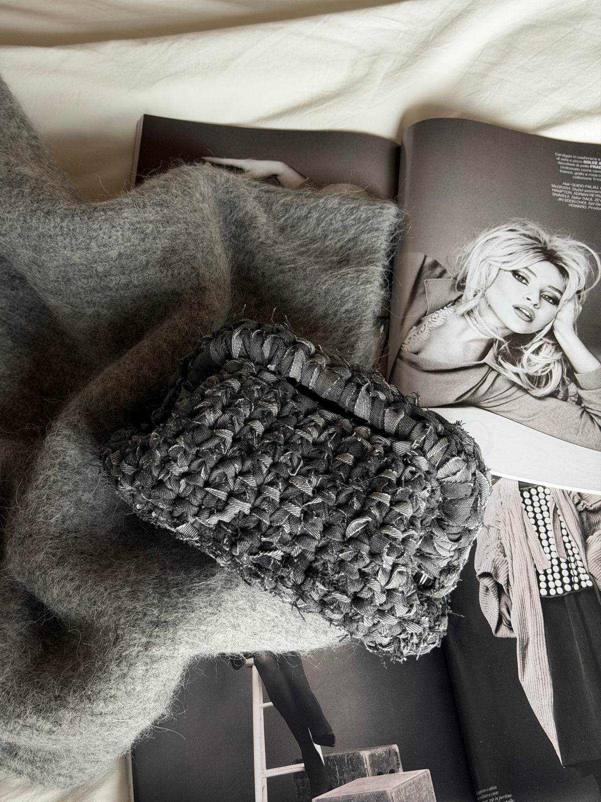 CLOUD bag standard// denim grigio con manico