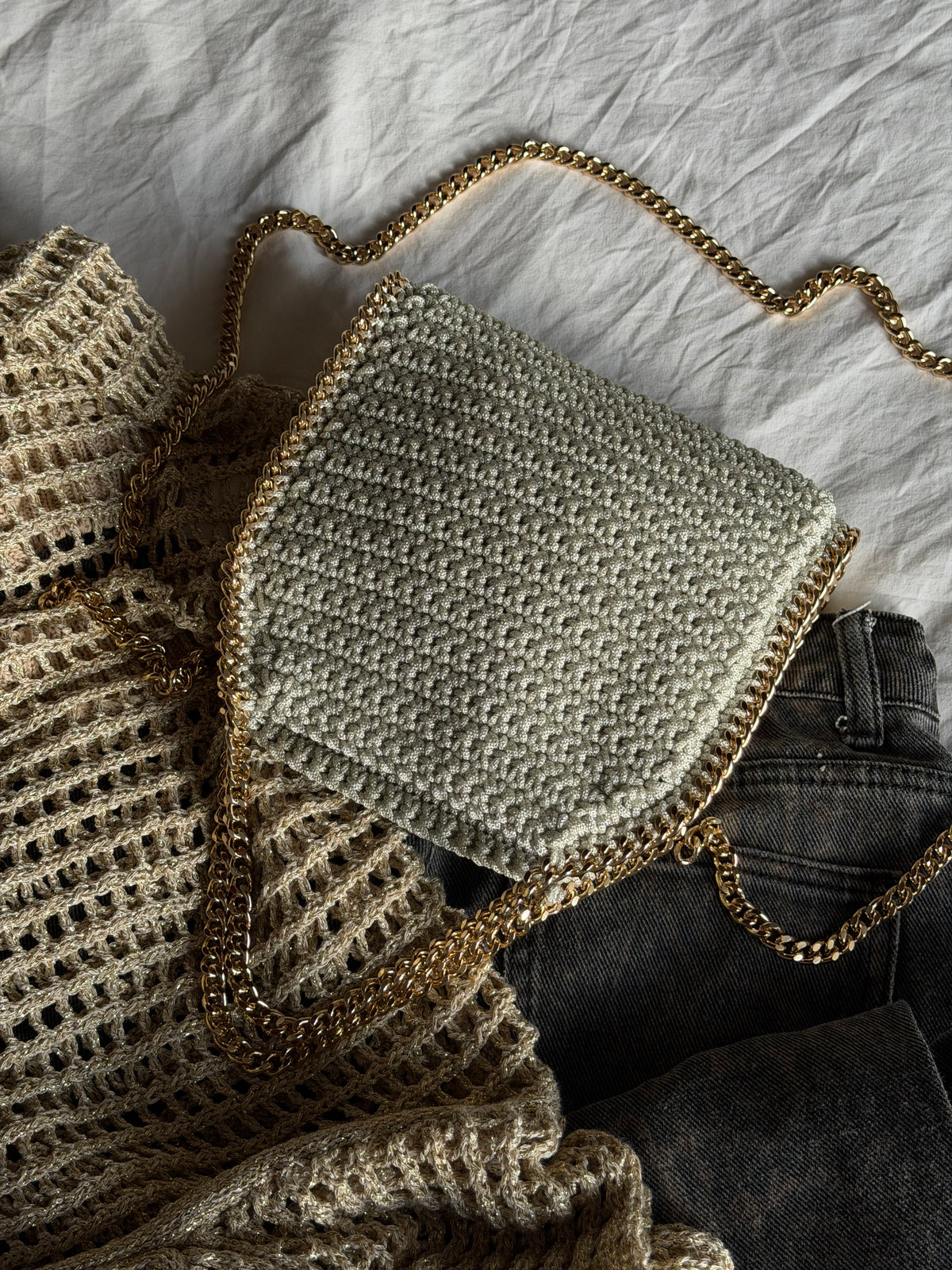 STAR bag mini// panna lurex argento