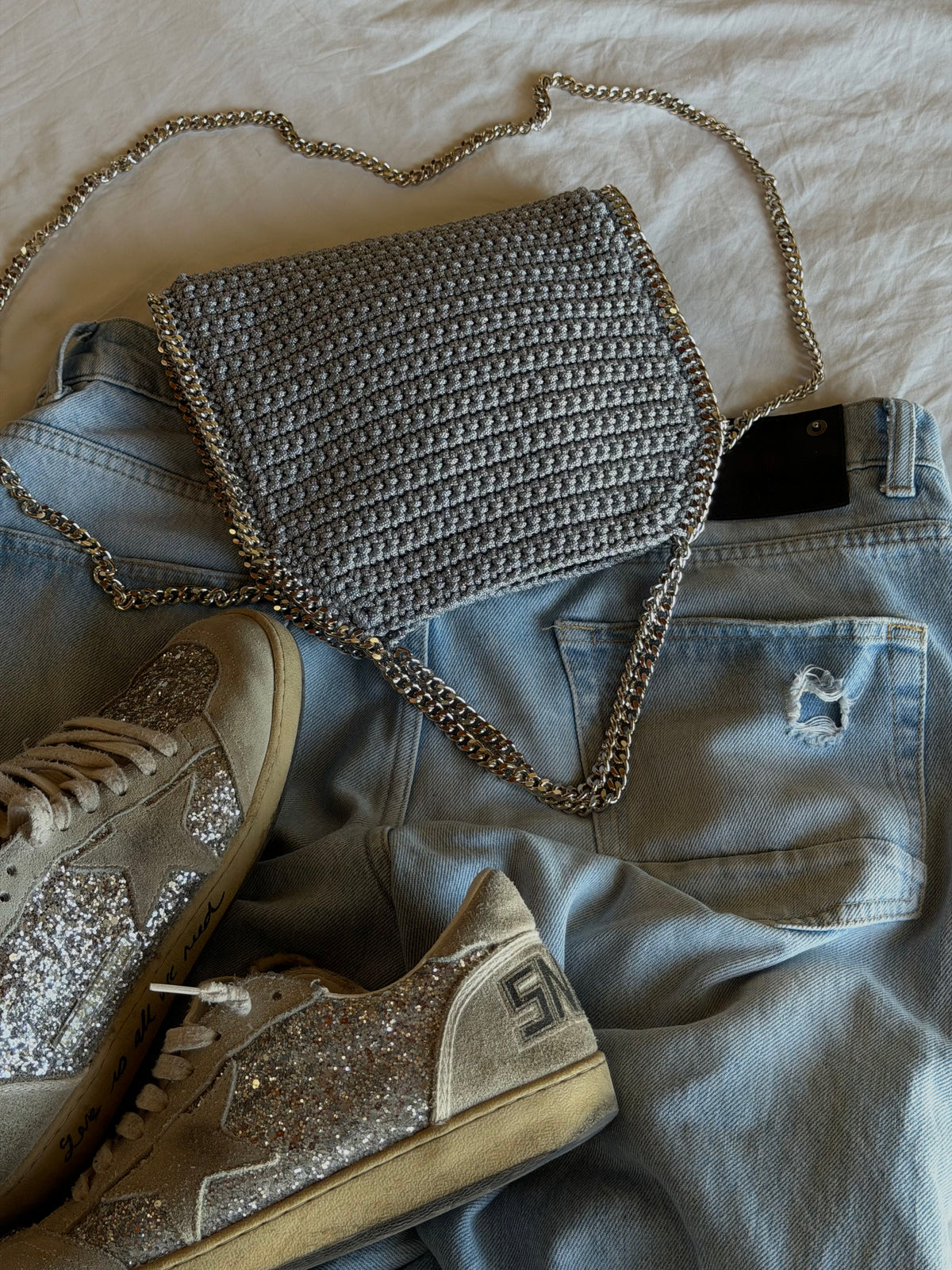STAR bag standard// grigio chiaro lurex
