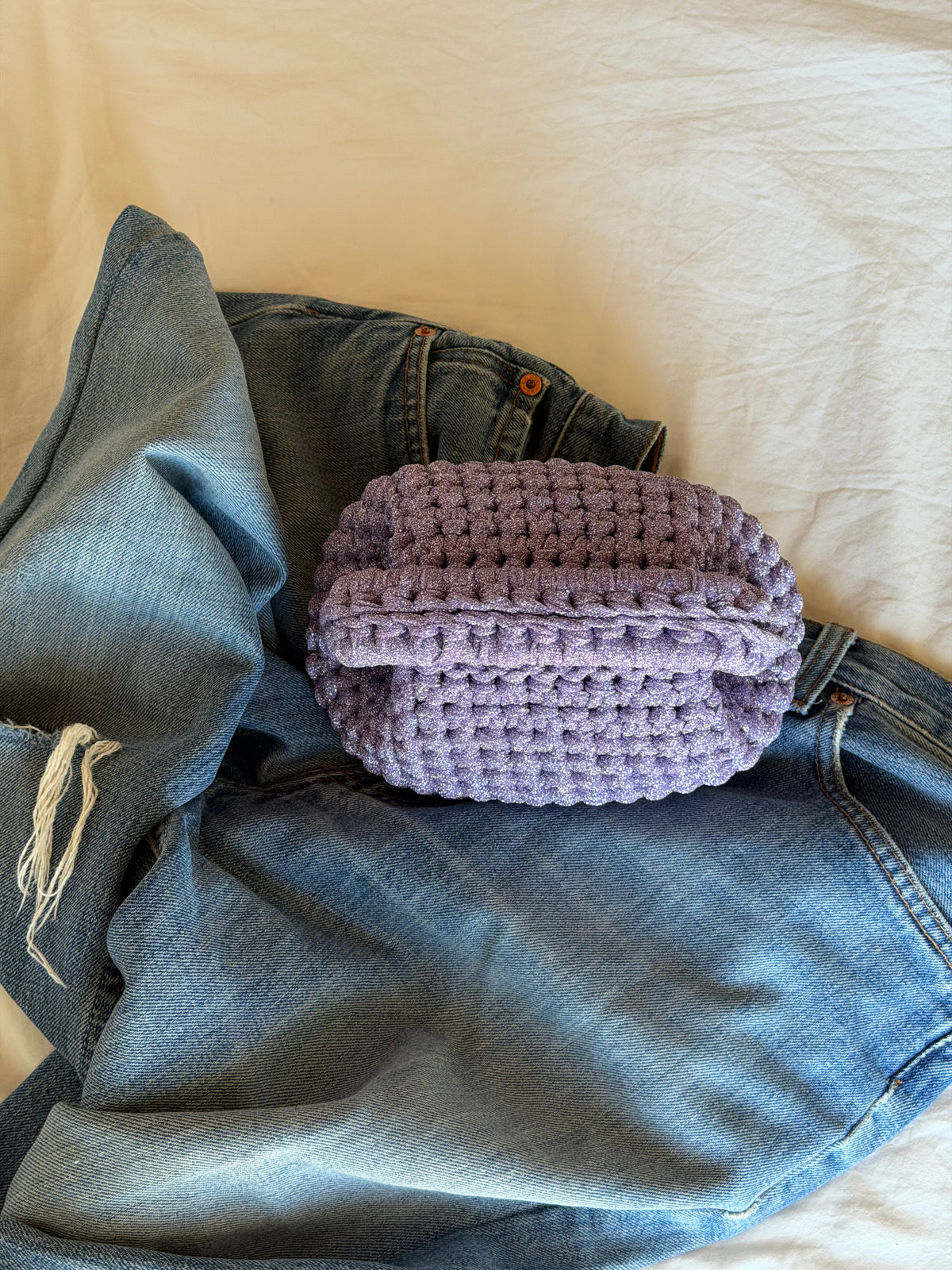 CLOUD bag mini// lilla lurex con manico