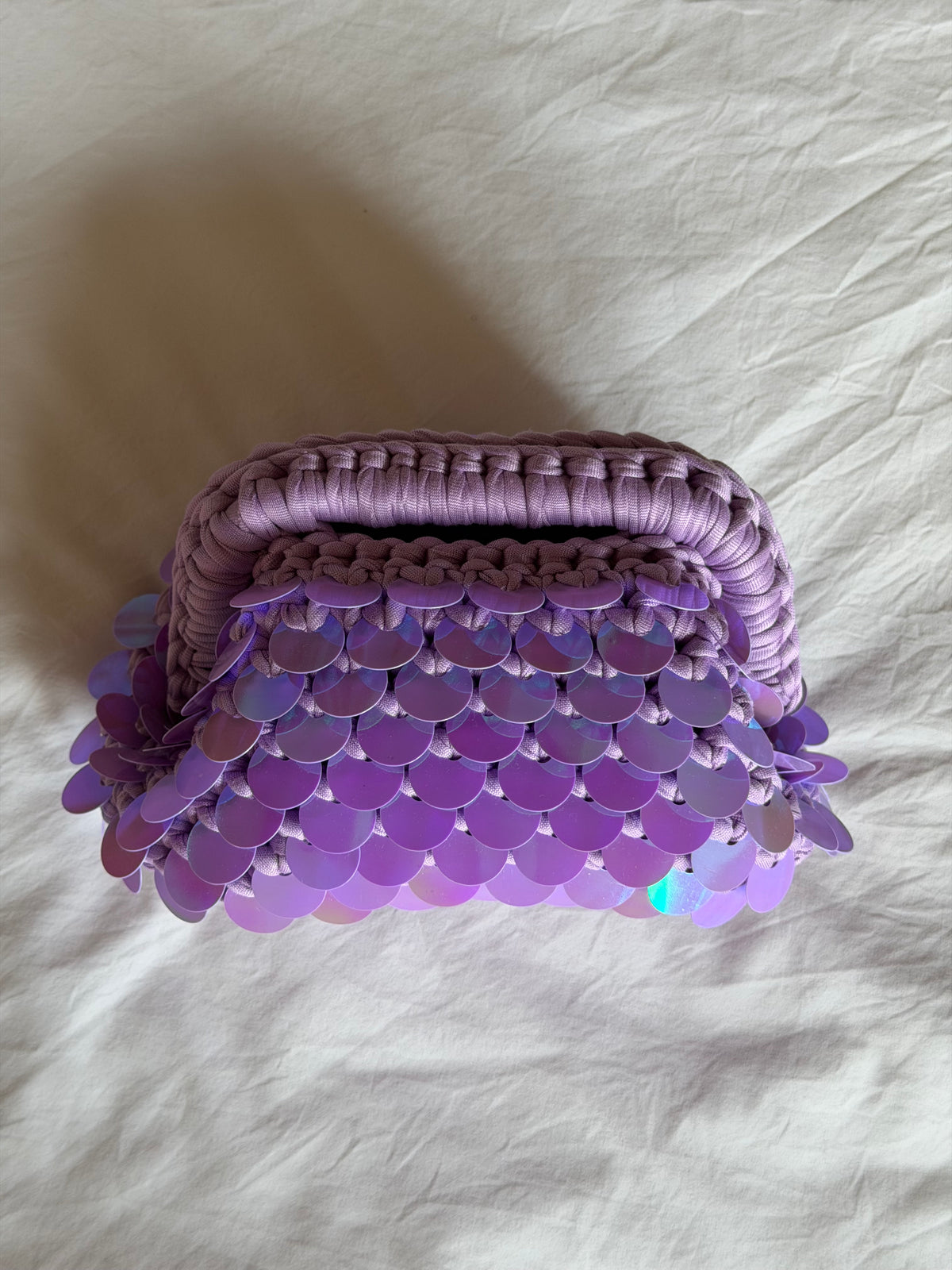 DISCO CLOUD bag mini// holo lilla con manico