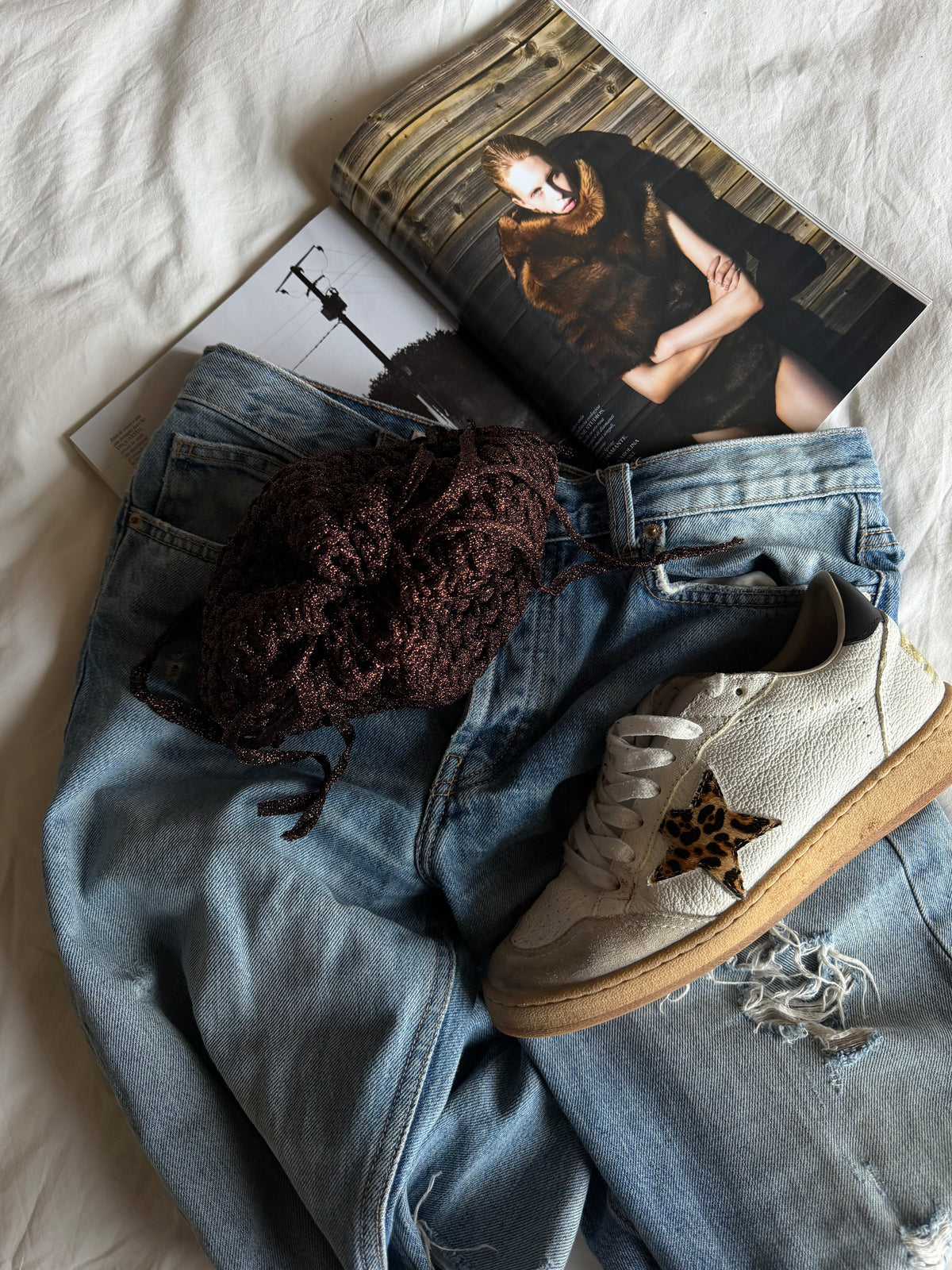 BUBBLE bag mini// marrone lurex