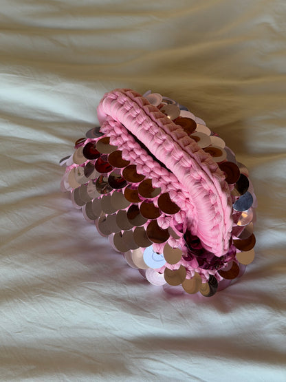 DISCO CLOUD bag mini// rosa con manico