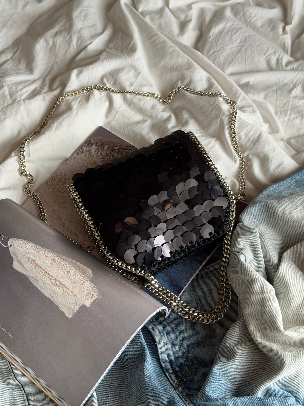 STAR bag mini// nera con paillettes