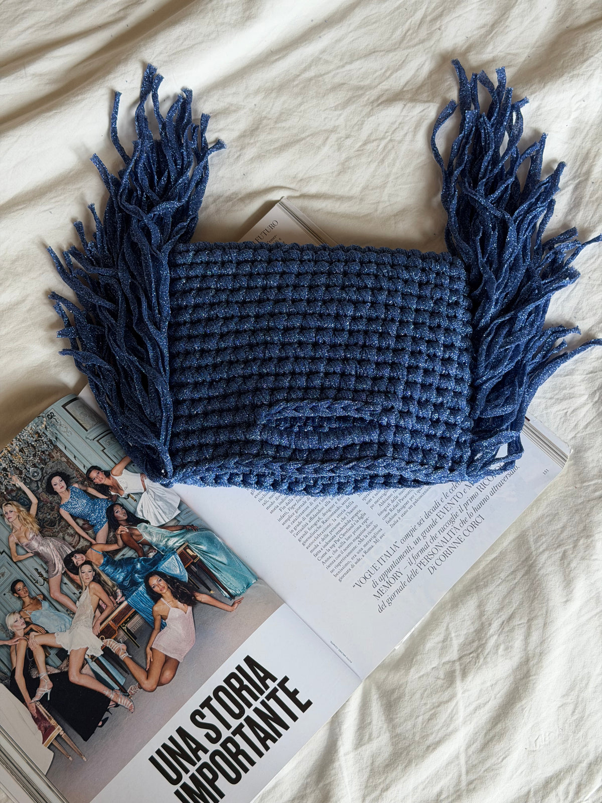 MINOU bag standard// cobalto lurex con frange