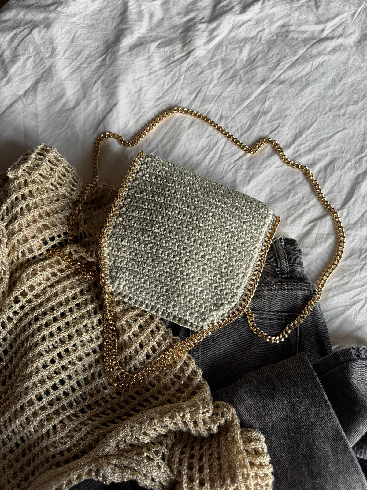 STAR bag mini// panna lurex argento