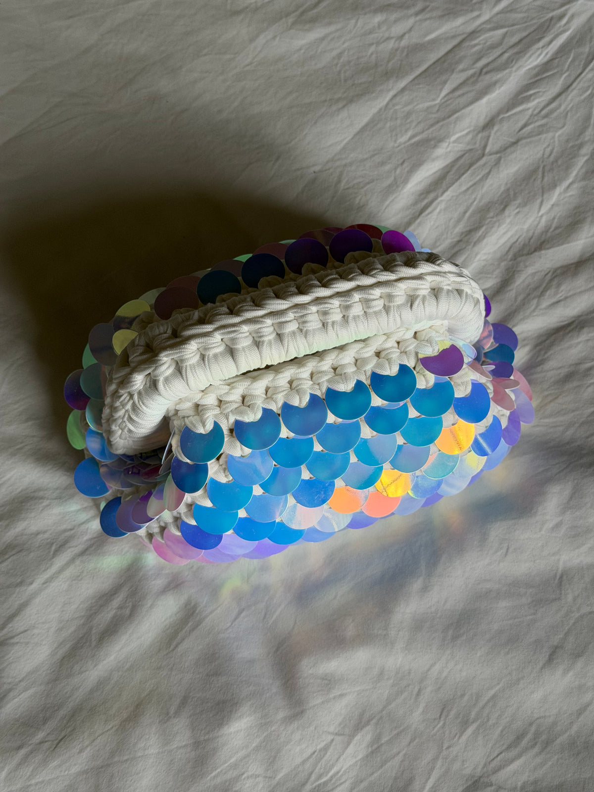 DISCO CLOUD bag mini// holo bianca con manico