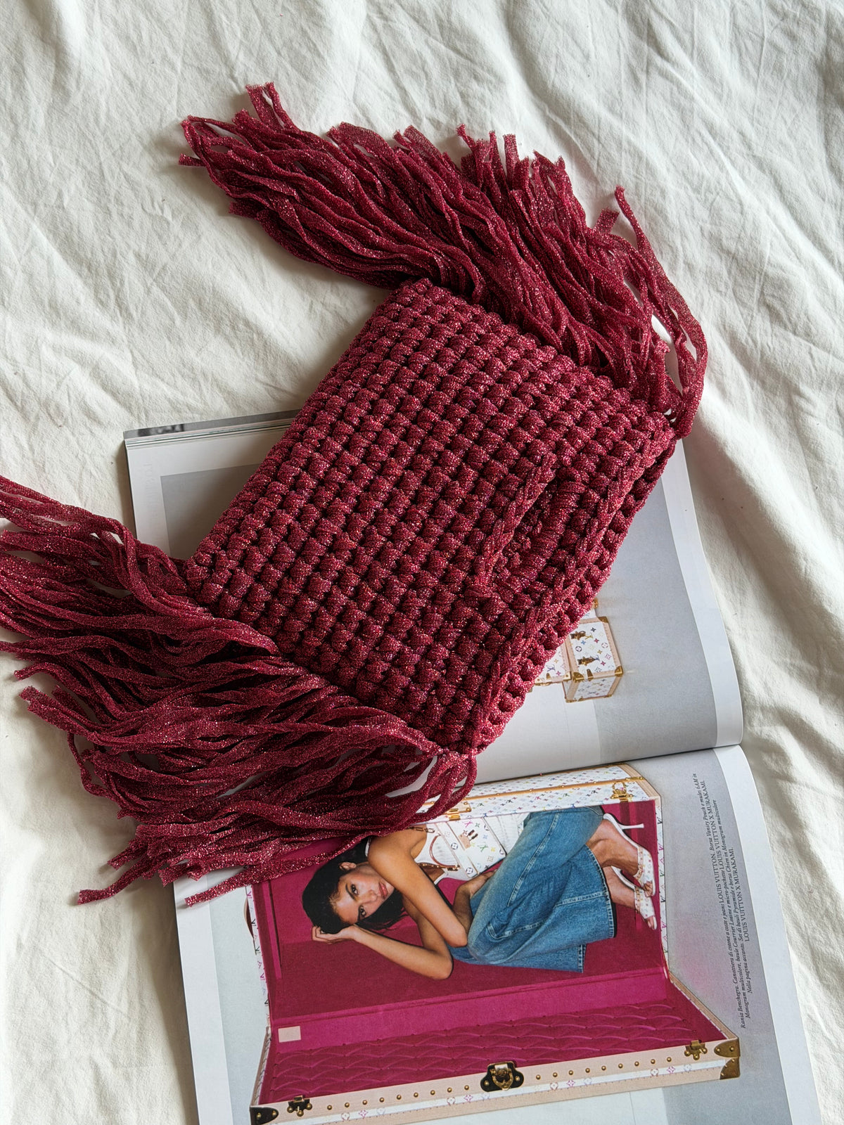 MINOU bag standard// fucsia lurex con frange