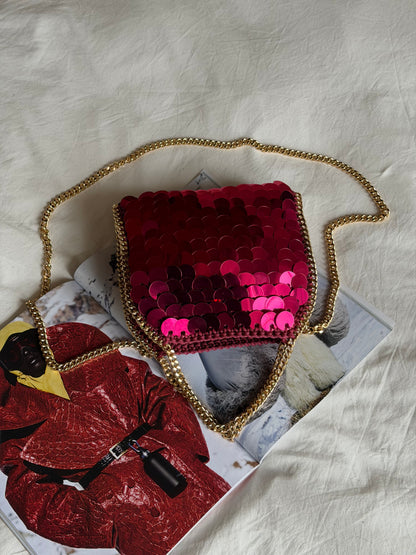 STAR bag mini// Bordeaux con paillettes