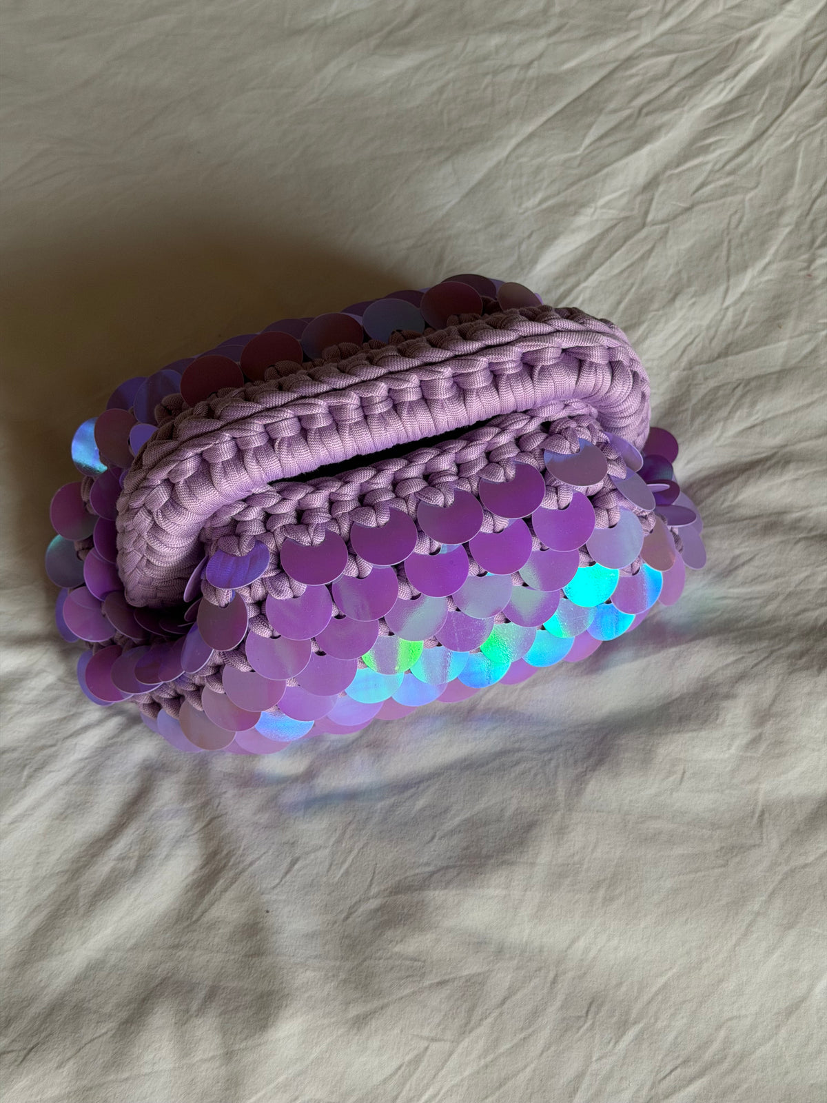 DISCO CLOUD bag mini// holo lilla con manico