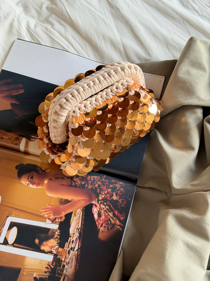 DISCO CLOUD bag mini// nocciola con manico