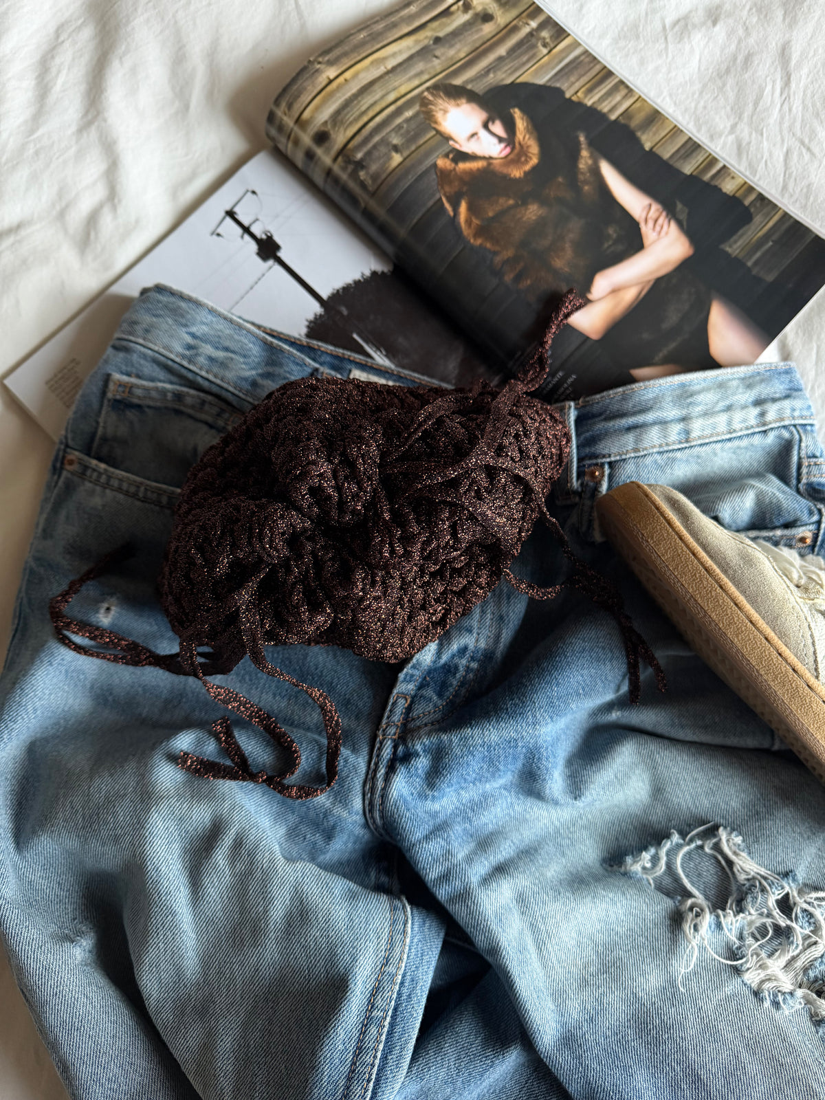 BUBBLE bag mini// marrone lurex
