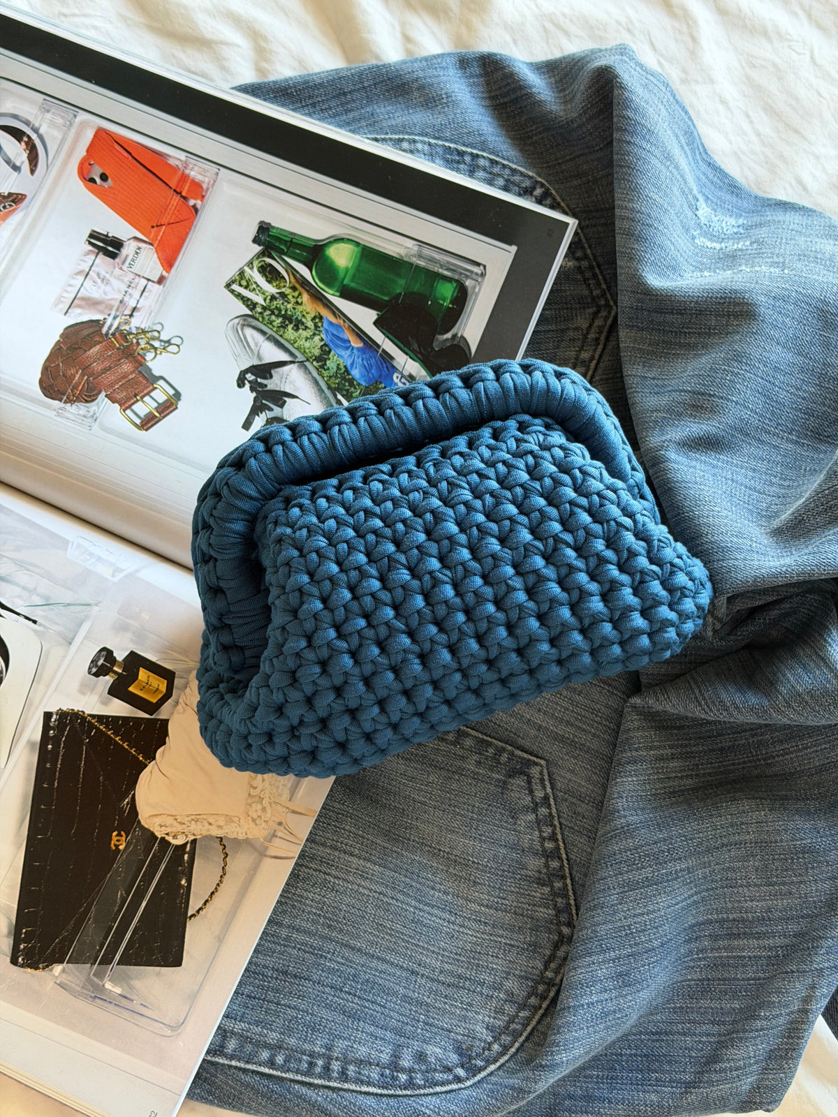 CLOUD bag mini// petrolio con manico