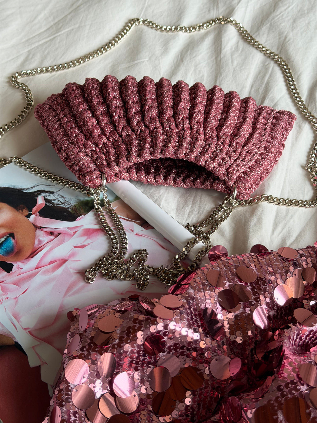 BONBON bag mini// rosa lurex