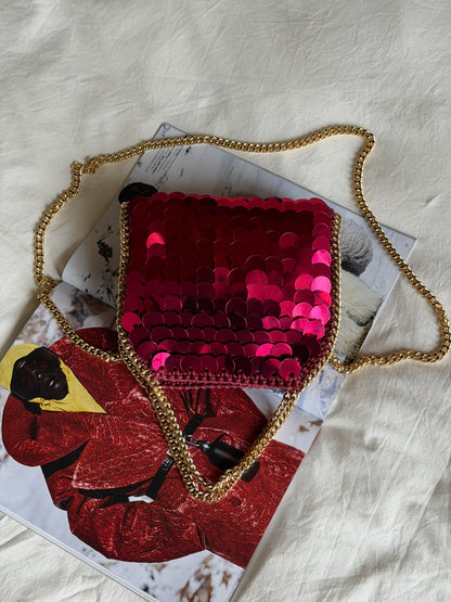 STAR bag mini// Bordeaux con paillettes