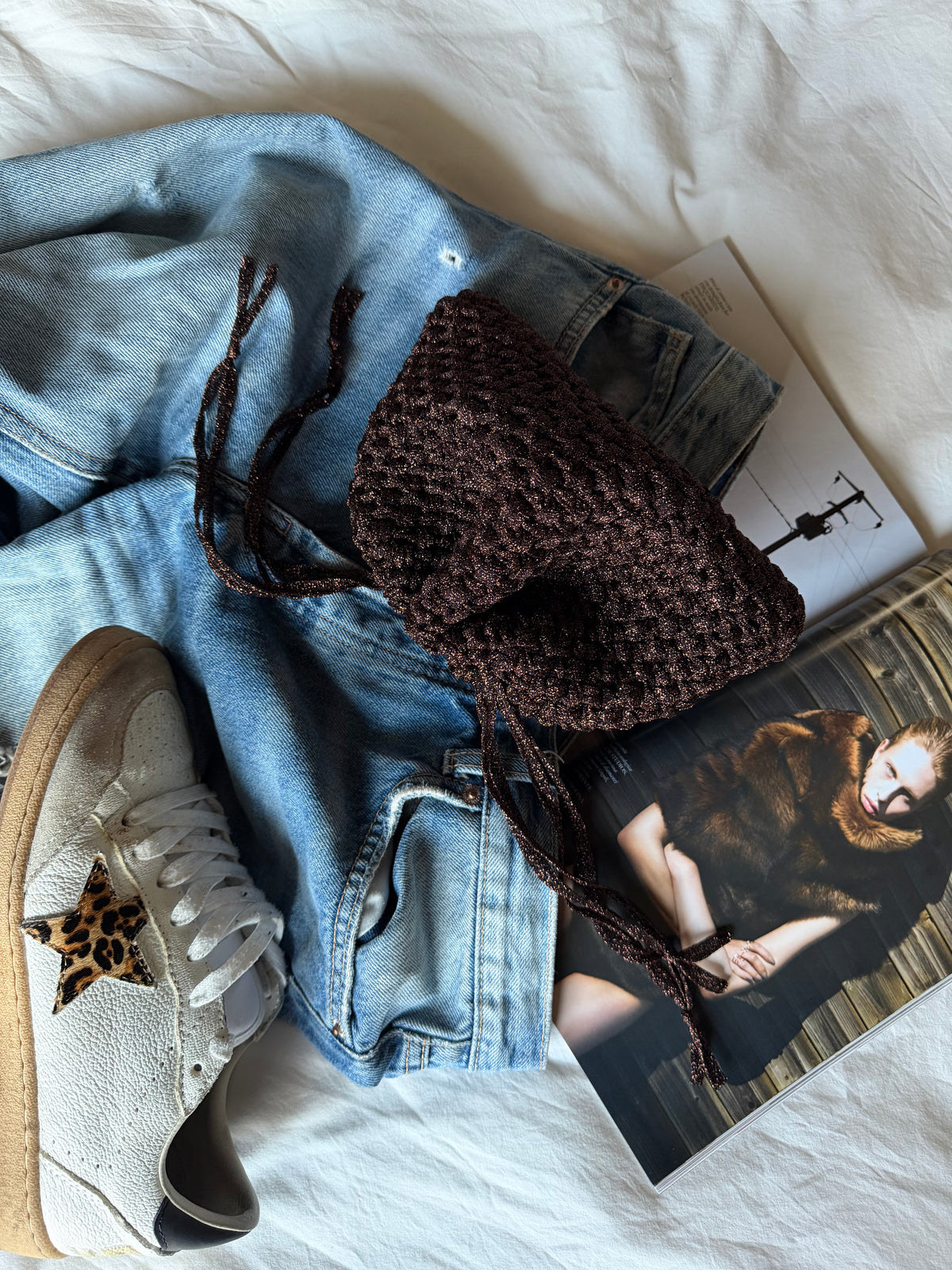 BUBBLE bag mini// marrone lurex