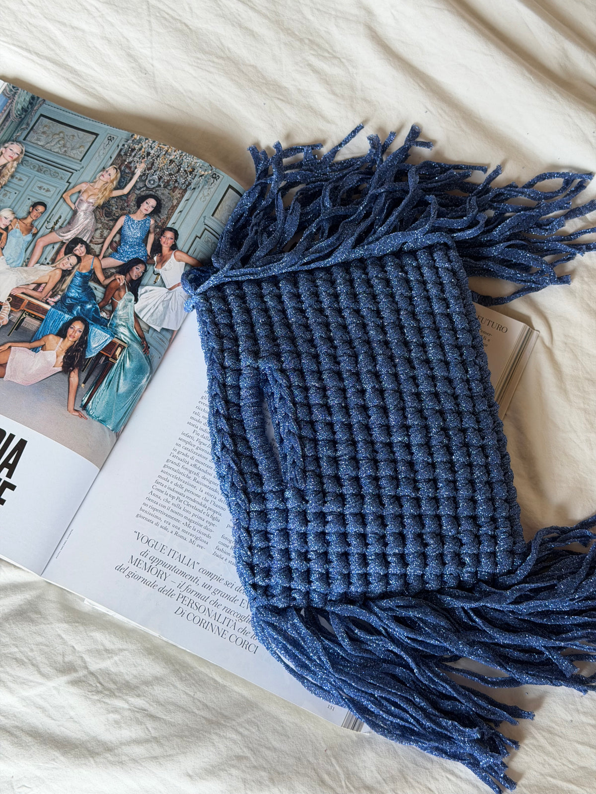MINOU bag standard// cobalto lurex con frange
