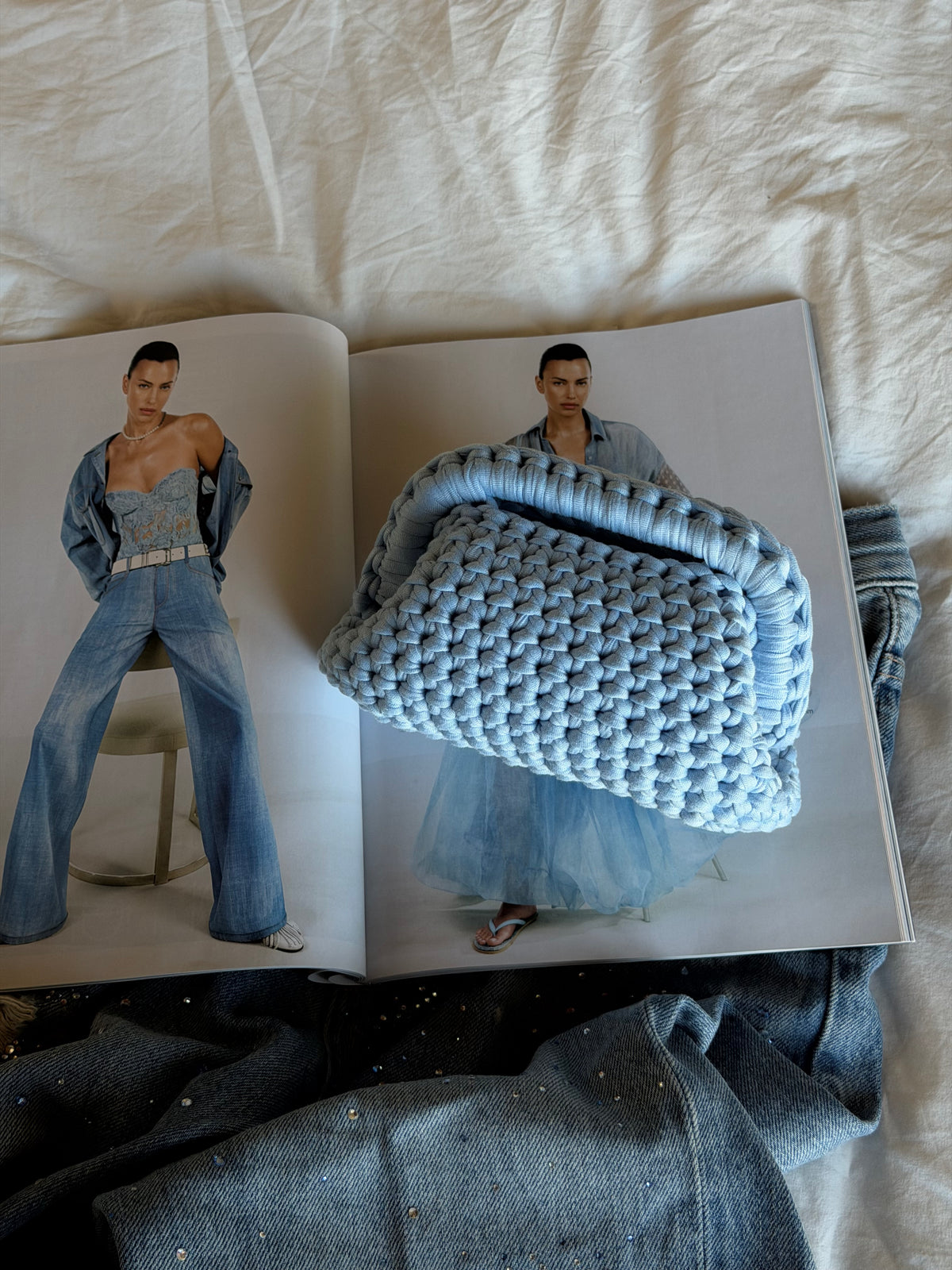 CLOUD bag mini// celeste baby con manico