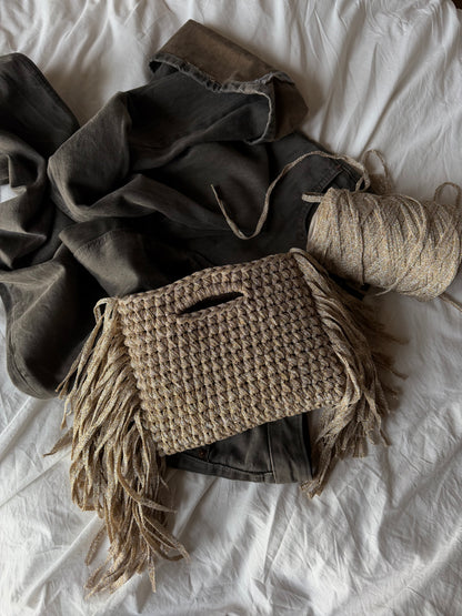 MINOU bag standard// sabbia lurex con frange