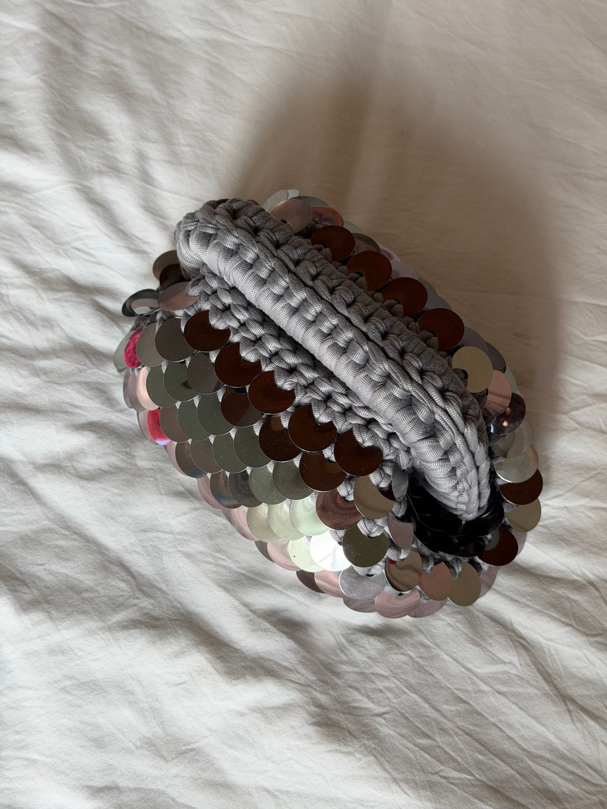 DISCO CLOUD bag mini// grigia con manico