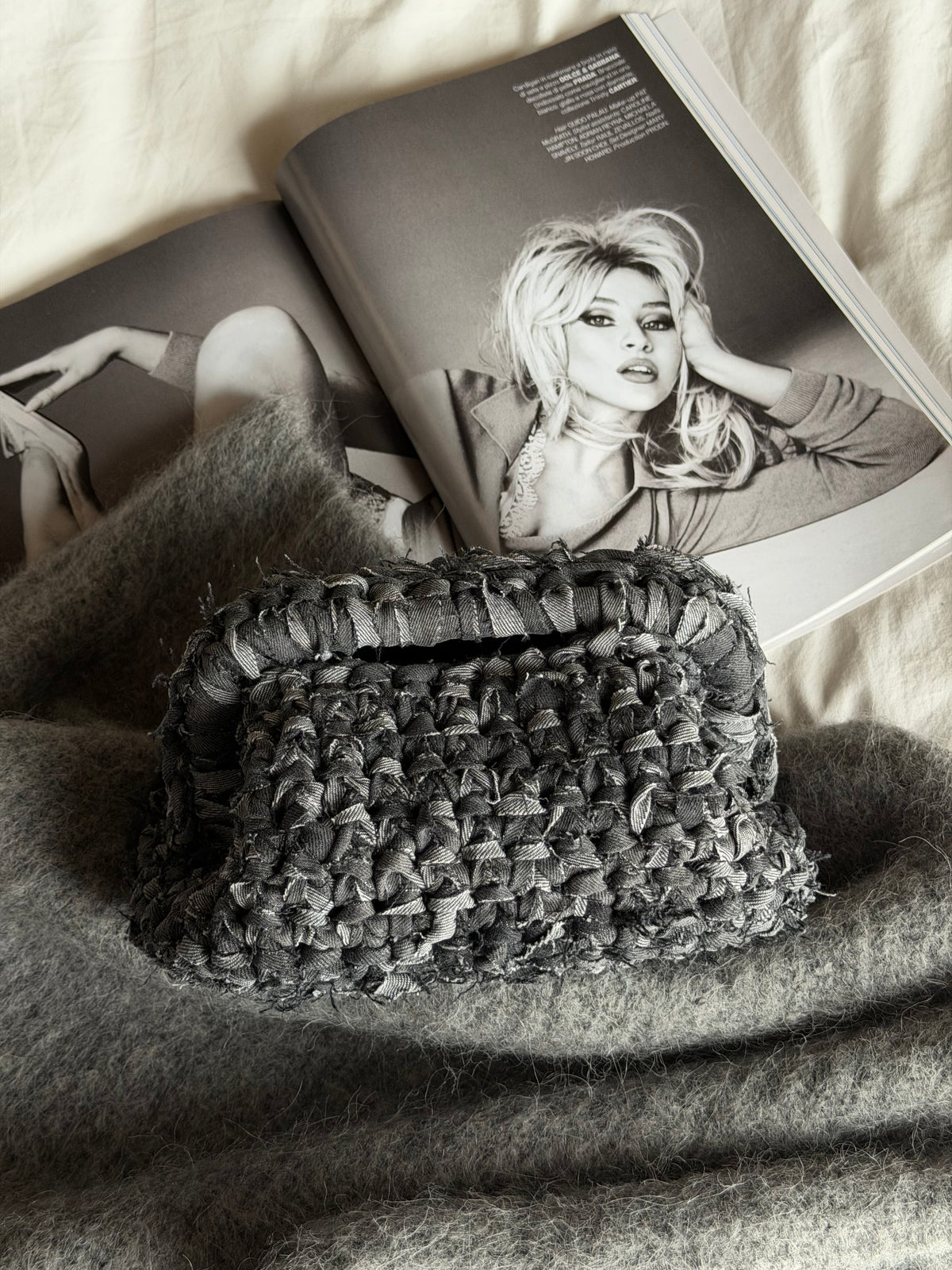 CLOUD bag standard// denim grigio con manico