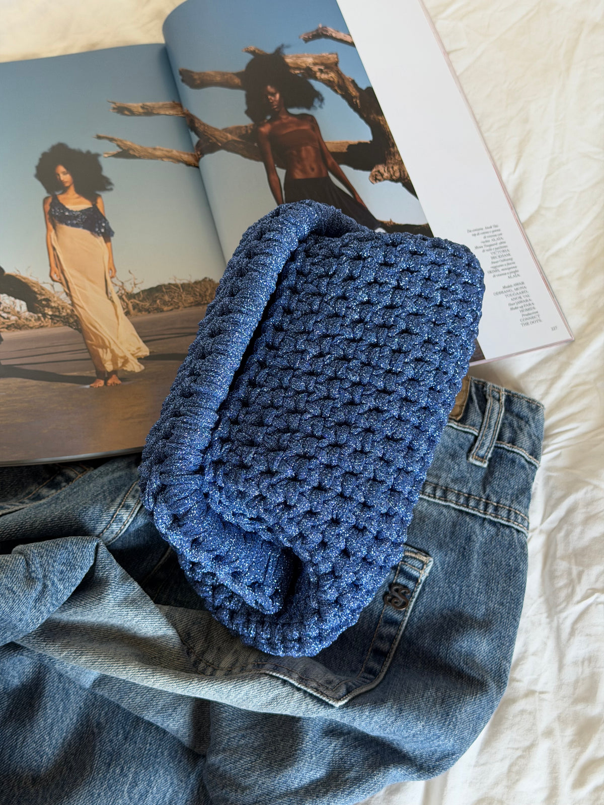 CLOUD bag standard// cobalto lurex con manico
