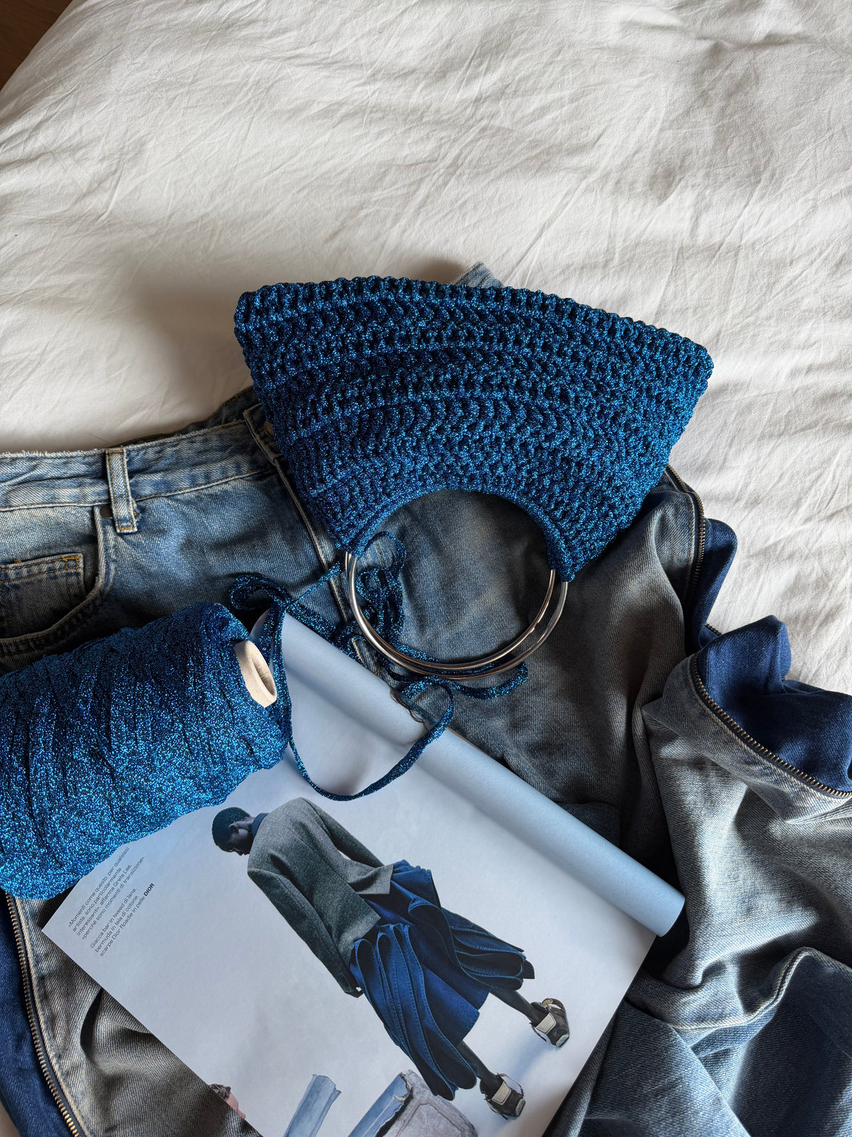 SHELL bag mini// azzurra lurex (1610/N)