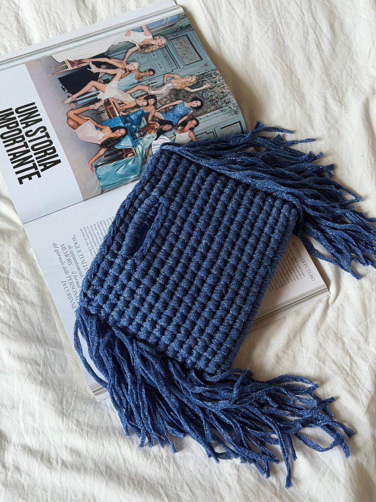 MINOU bag standard// cobalto lurex con frange