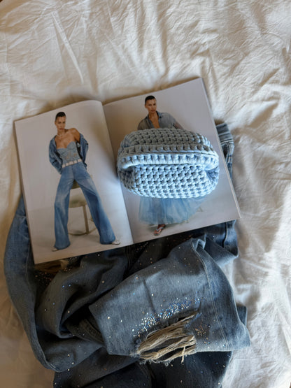 CLOUD bag mini// celeste baby con manico