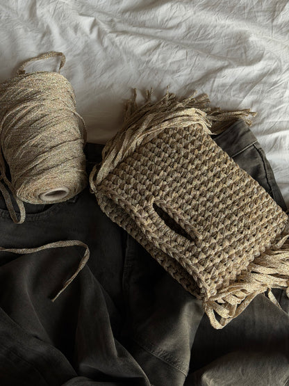 MINOU bag standard// sabbia lurex con frange
