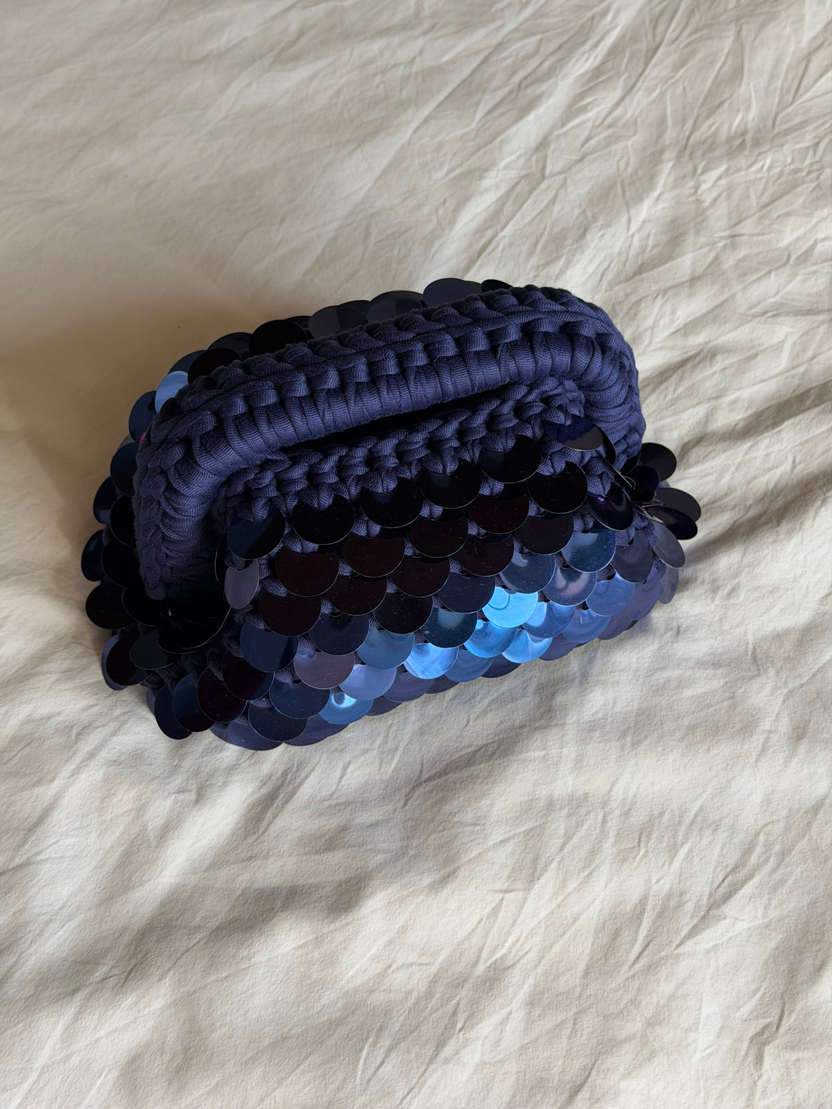 DISCO CLOUD bag mini//blu con manico